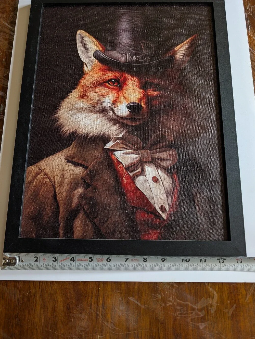 Framed Fox Portrait Art Print in Top Hat and Bow Tie